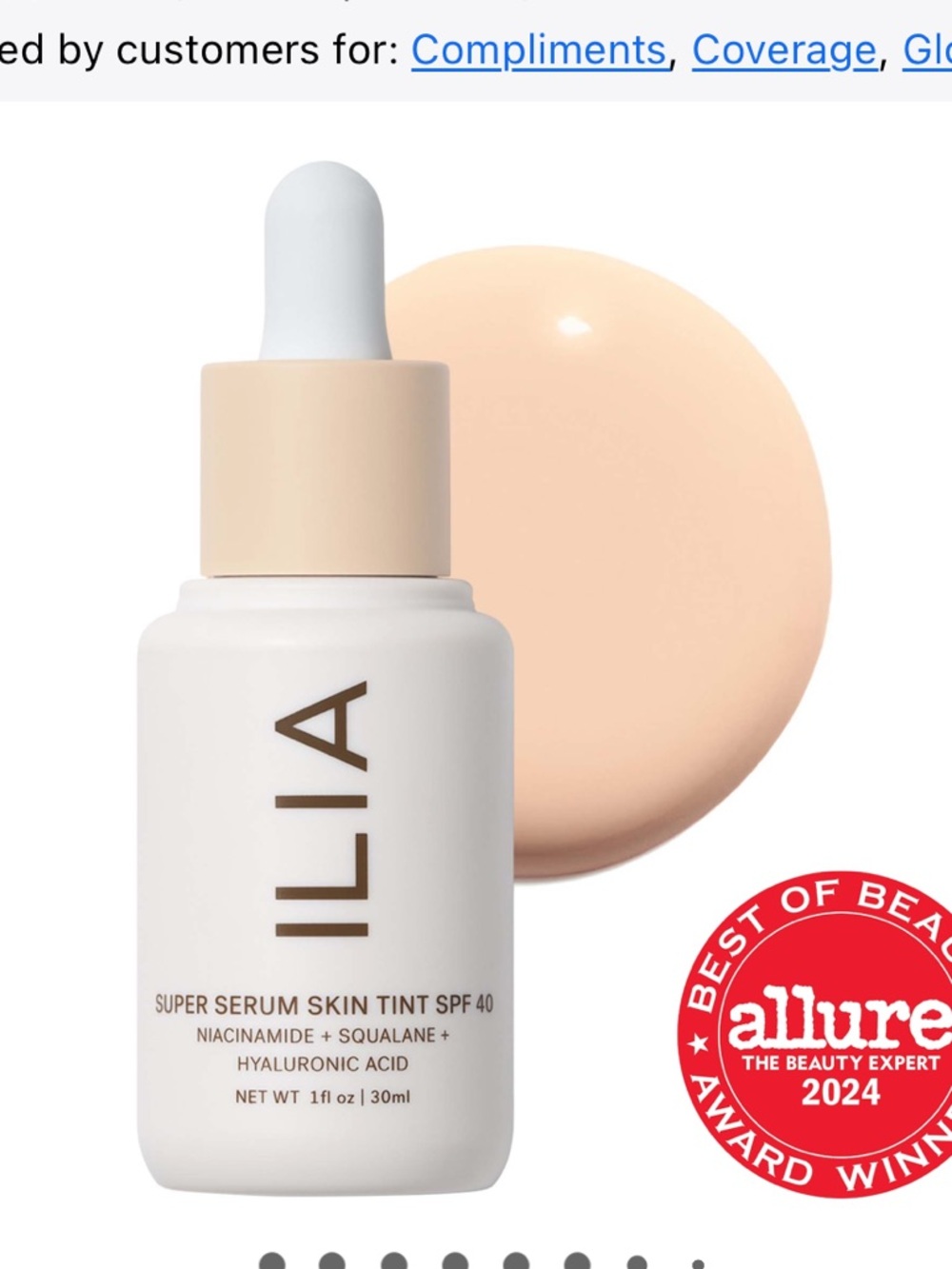 ILIA Tinted Serum SPF 40 shed ST1 Rendezvous